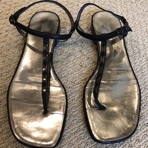 Black silver detail sandals.  Worn